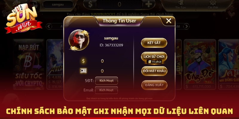 Chính sách bảo mật ghi nhận mọi dữ liệu liên quan
